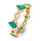 Crossover Eternity Ring with Emerald and Diamond Emerald - ( AAA ) - Quality - Rosec Jewels