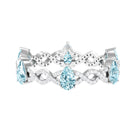 Aquamarine and Diamond Full Eternity Ring with Crossover Shank Aquamarine - ( AAA ) - Quality - Rosec Jewels