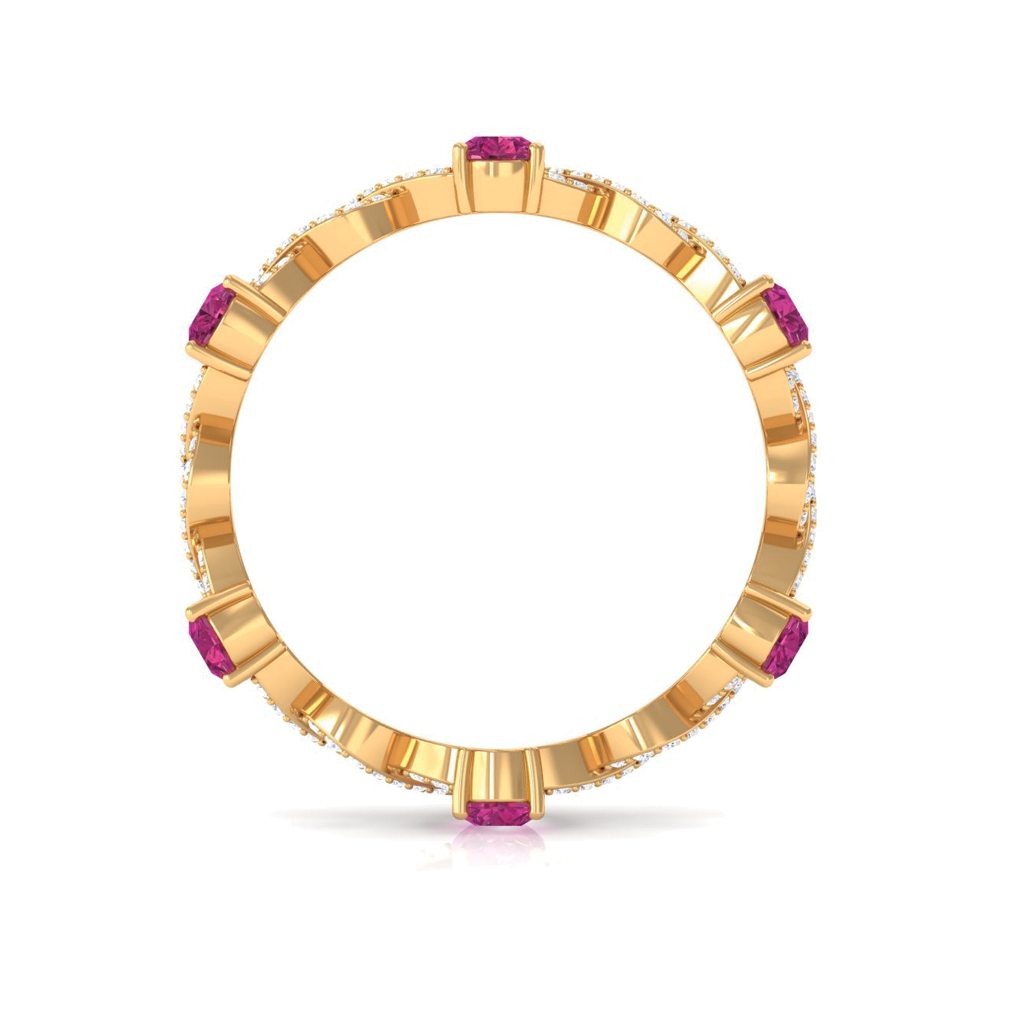 1.50 CT Natural Pink Tourmaline Crossover Eternity Ring with Diamond Pink Tourmaline - ( AAA ) - Quality - Rosec Jewels