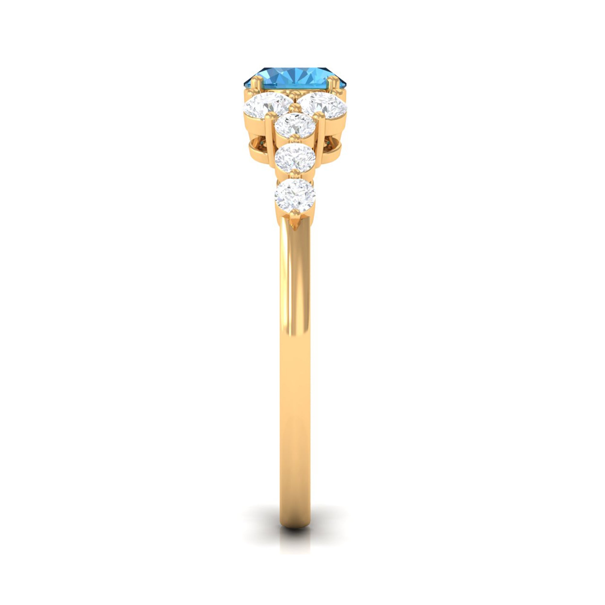 1.50 CT Swiss Blue Topaz Solitaire Ring with Diamond Stones Swiss Blue Topaz - ( AAA ) - Quality - Rosec Jewels