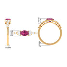 Pink Tourmaline Solitaire East West Ring with Diamond Side Stones Pink Tourmaline - ( AAA ) - Quality - Rosec Jewels