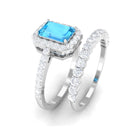 2.75 CT Swiss Blue Topaz and Moissanite Stackable Ring Set Swiss Blue Topaz - ( AAA ) - Quality - Rosec Jewels