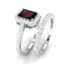 Certified Garnet and Moissanite Stackable Ring Set Garnet - ( AAA ) - Quality - Rosec Jewels