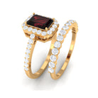 Certified Garnet and Moissanite Stackable Ring Set Garnet - ( AAA ) - Quality - Rosec Jewels