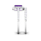 Emerald Cut Amethyst and Moissanite Stackable Ring Set Amethyst - ( AAA ) - Quality - Rosec Jewels