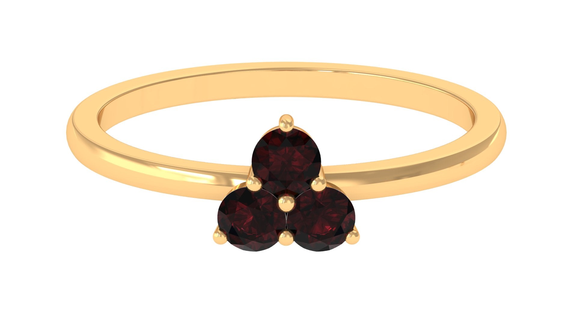 1/2 Carat Three Stone Garnet Promise Ring in Gold Garnet - ( AAA ) - Quality - Rosec Jewels