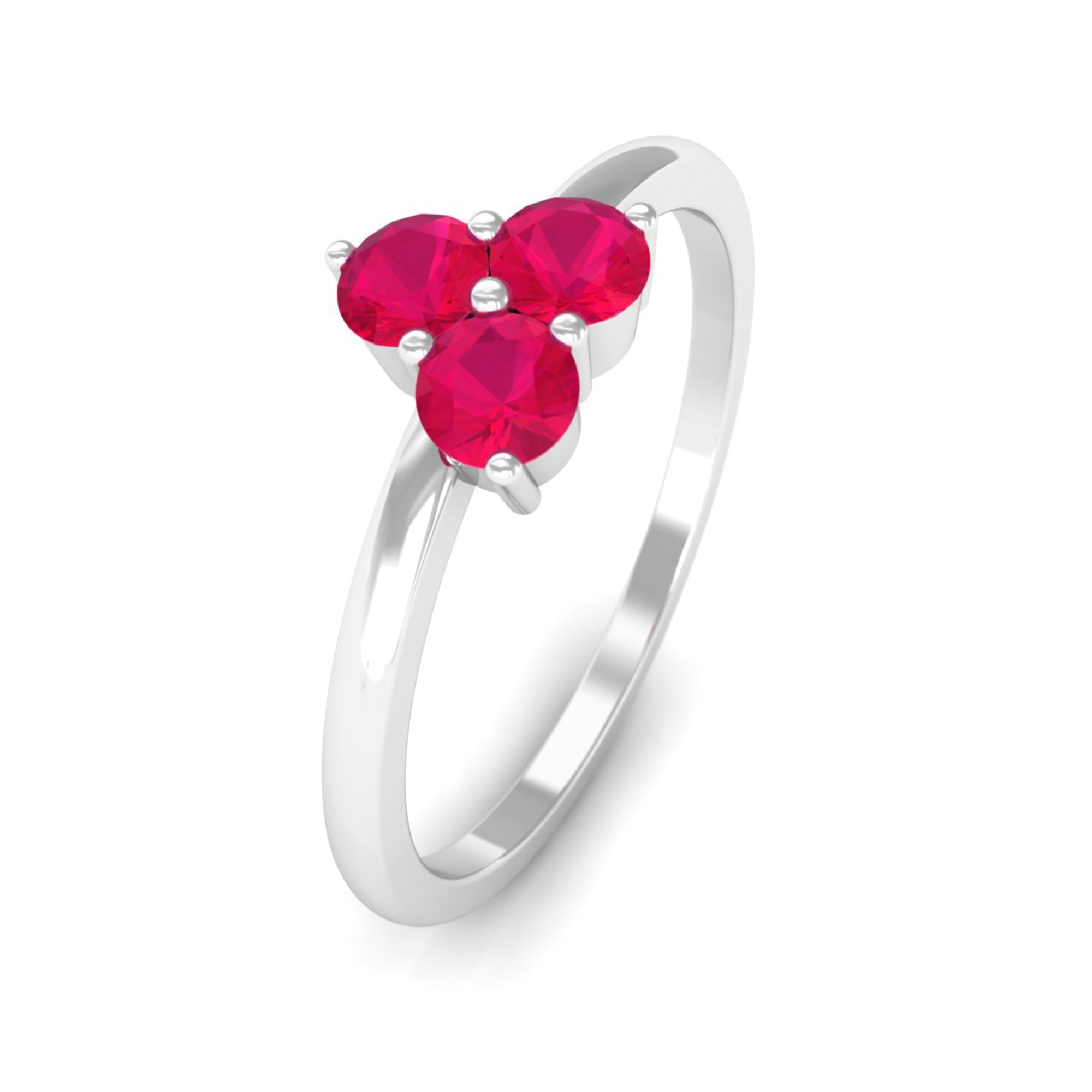 1/2 Carat Three Stone Ruby Promise Ring in Gold Ruby - ( AAA ) - Quality - Rosec Jewels