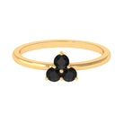 1/4 Carat Three Stone Black Onyx Promise Ring in Gold Black Onyx - ( AAA ) - Quality - Rosec Jewels