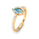 Marquise Cut Sky Blue Topaz and Diamond Minimal Ring Sky Blue Topaz - ( AAA ) - Quality - Rosec Jewels