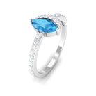 1.25 CT Marquise Cut Swiss Blue Topaz Minimal Ring with Diamond Swiss Blue Topaz - ( AAA ) - Quality - Rosec Jewels