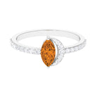 1.25 CT Marquise Cut Citrine Minimal Ring with Diamond Accent Citrine - ( AAA ) - Quality - Rosec Jewels