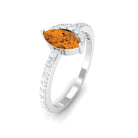 1.25 CT Marquise Cut Citrine Minimal Ring with Diamond Accent Citrine - ( AAA ) - Quality - Rosec Jewels