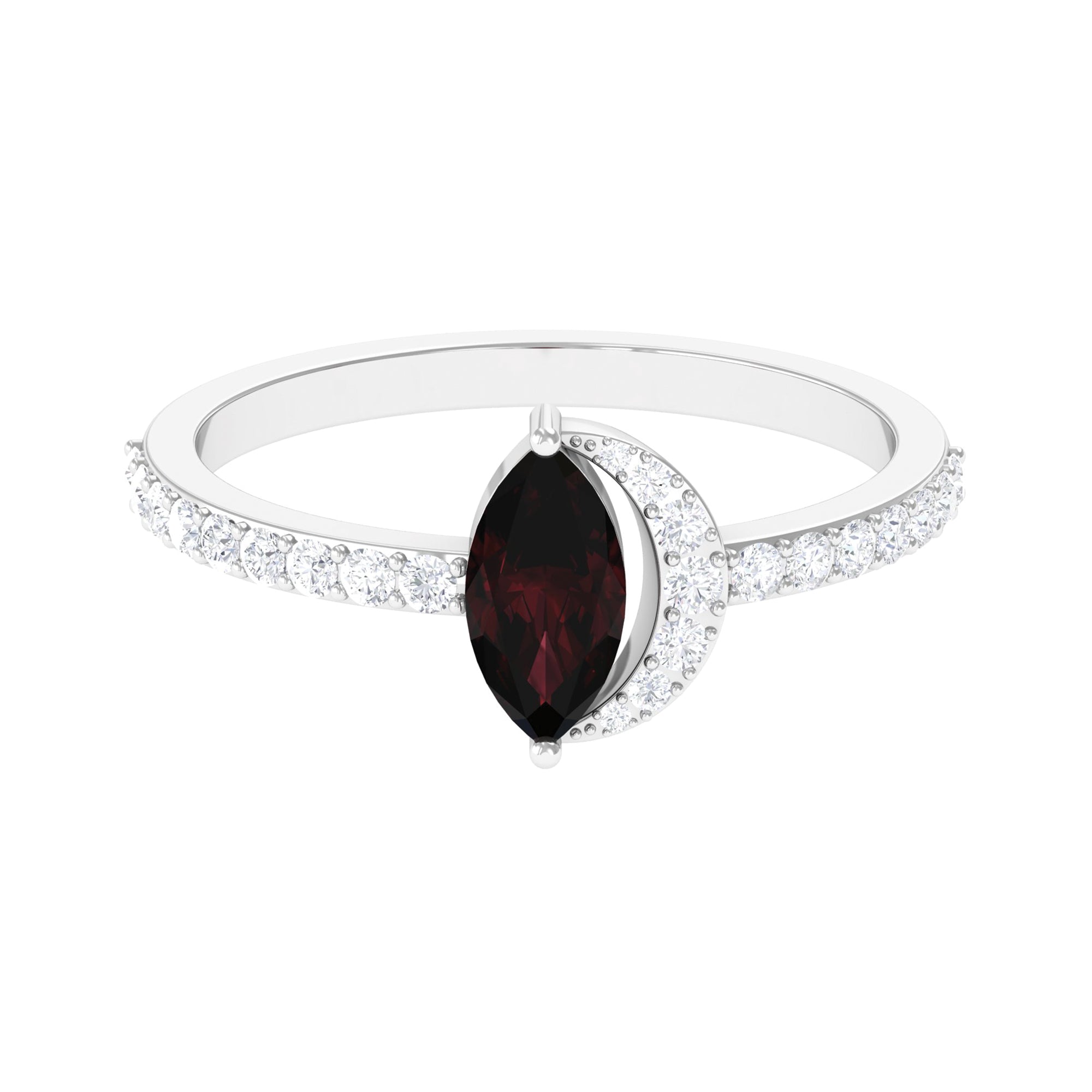 1.25 Ct Marquise Garnet and Diamond Engagement Ring Garnet - ( AAA ) - Quality - Rosec Jewels