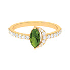 1.25 CT Minimal Marquise Cut Peridot Ring with Diamond Accent Peridot - ( AAA ) - Quality - Rosec Jewels