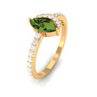 1.25 CT Minimal Marquise Cut Peridot Ring with Diamond Accent Peridot - ( AAA ) - Quality - Rosec Jewels