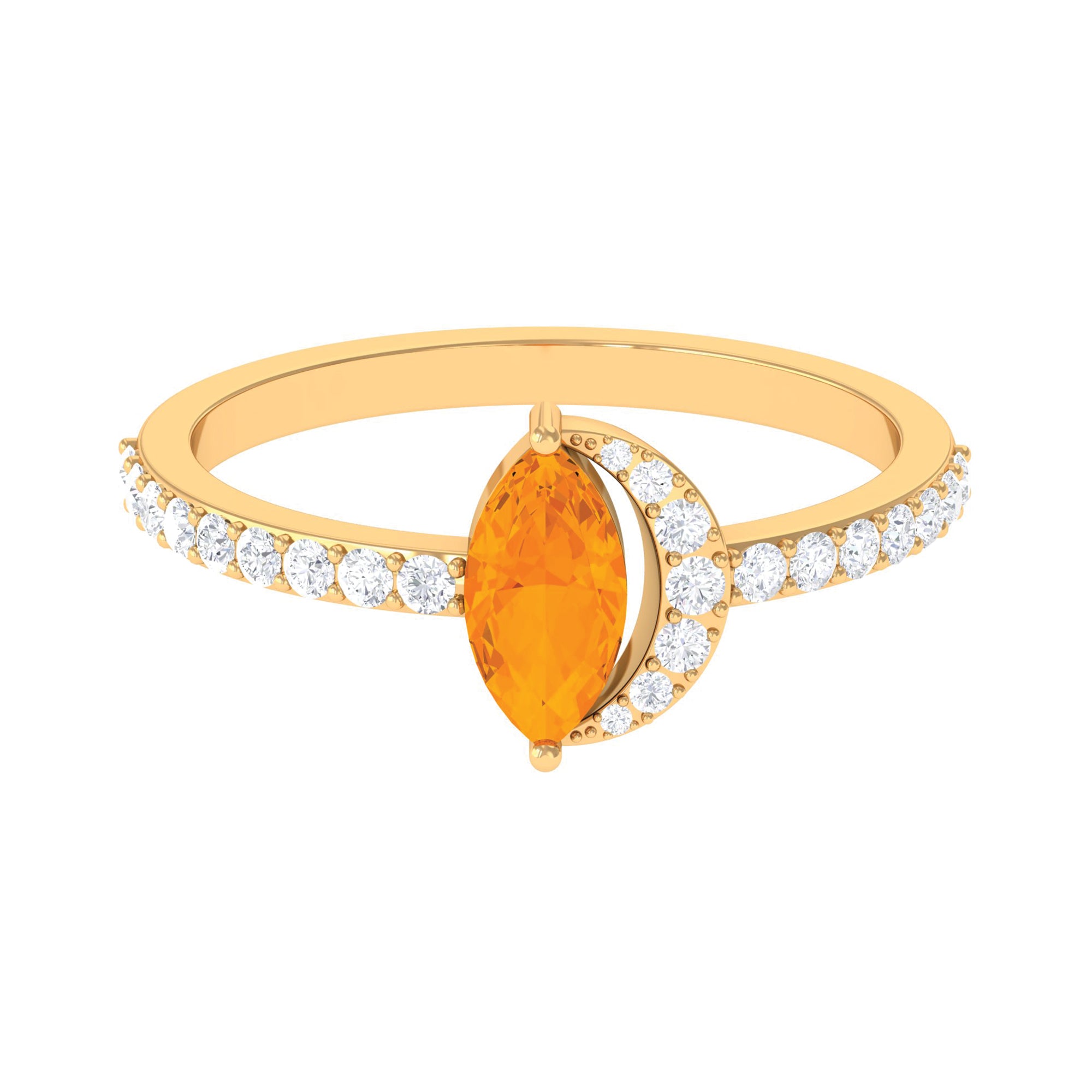 Minimal Marquise Fire Opal and Diamond Engagement Ring Fire Opal - ( AAA ) - Quality - Rosec Jewels