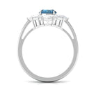 2.25 CT London Blue Topaz and Moissanite Flower Cocktail Ring London Blue Topaz - ( AAA ) - Quality - Rosec Jewels