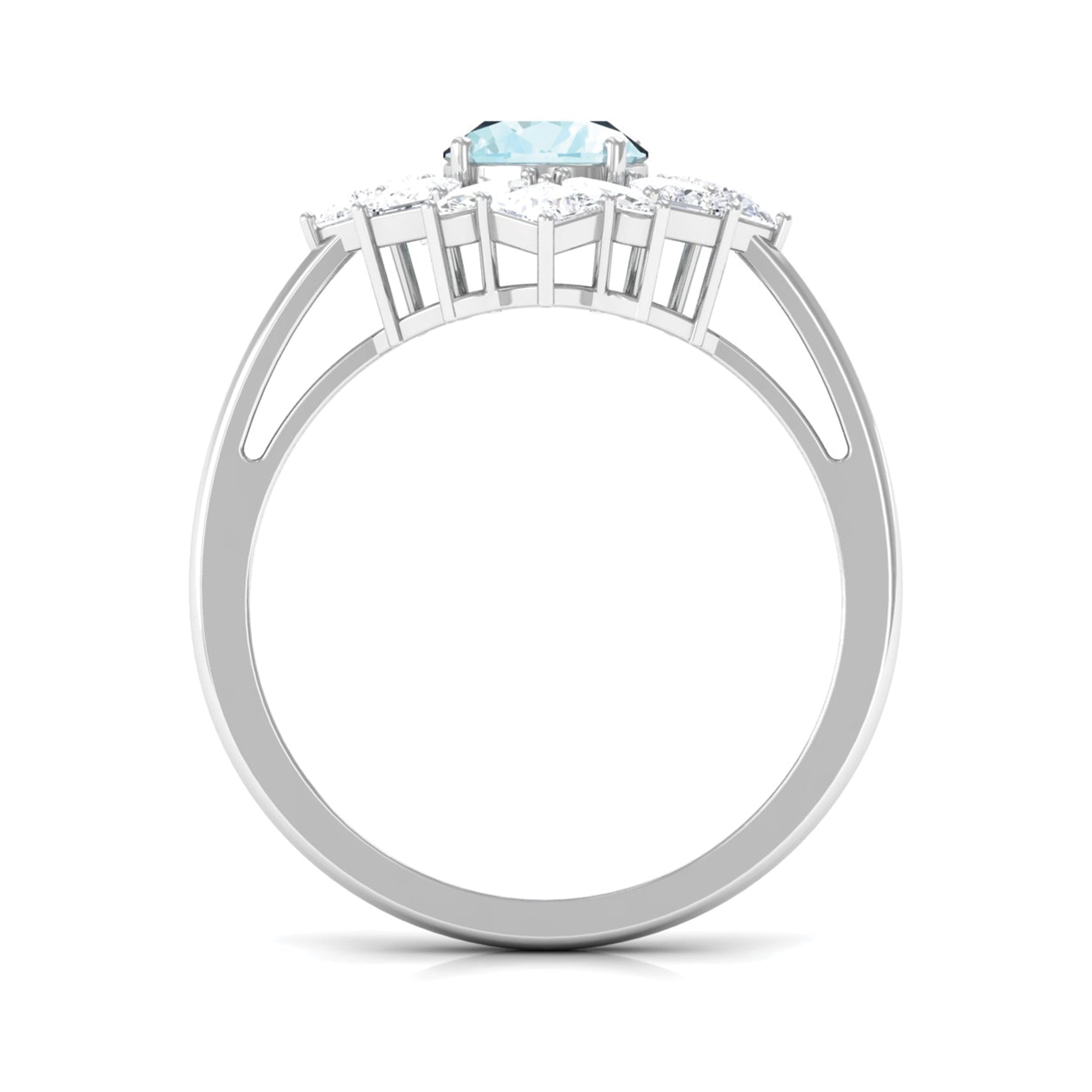 2.25 CT Sky Blue Topaz Cocktail Engagement Ring with Moissanite Sky Blue Topaz - ( AAA ) - Quality - Rosec Jewels