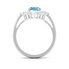 Oval Cut Swiss Blue Topaz Cocktail Ring with Moissanite Stones Swiss Blue Topaz - ( AAA ) - Quality - Rosec Jewels