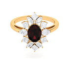 2.75 Carat Oval Garnet and Moissanite Cocktail Ring Garnet - ( AAA ) - Quality - Rosec Jewels