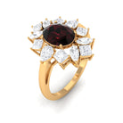 2.75 Carat Oval Garnet and Moissanite Cocktail Ring Garnet - ( AAA ) - Quality - Rosec Jewels