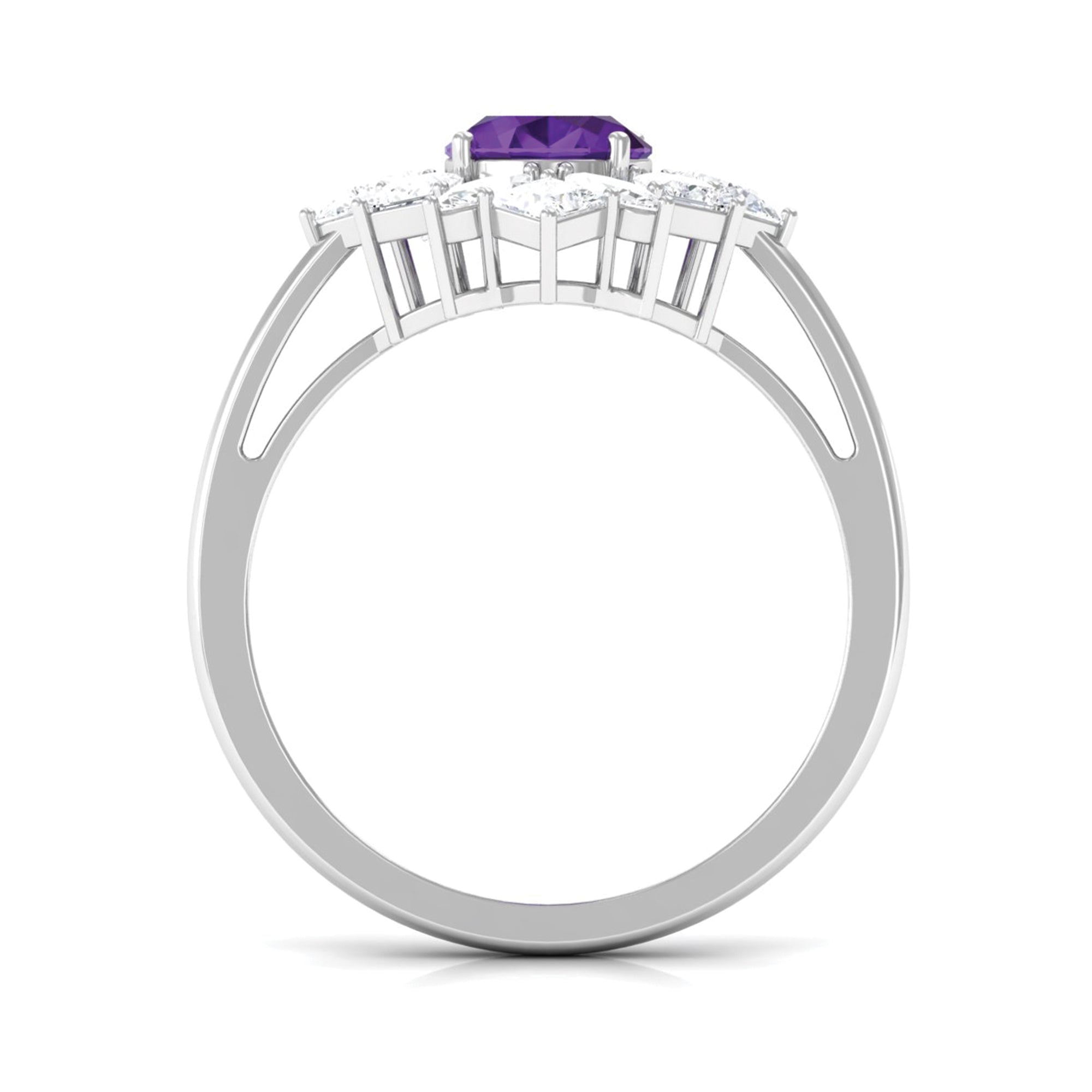 2.25 CT Oval Amethyst Cocktail Engagement Ring with Moissanite Amethyst - ( AAA ) - Quality - Rosec Jewels