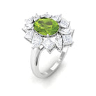 2.25 CT Natural Peridot Cocktail Ring with Moissanite Stones Peridot - ( AAA ) - Quality - Rosec Jewels