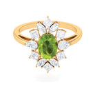 2.25 CT Natural Peridot Cocktail Ring with Moissanite Stones Peridot - ( AAA ) - Quality - Rosec Jewels