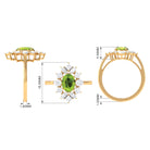 2.25 CT Natural Peridot Cocktail Ring with Moissanite Stones Peridot - ( AAA ) - Quality - Rosec Jewels