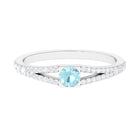 3/4 CT Split Shank Round Sky Blue Topaz Promise Ring with Diamond Sky Blue Topaz - ( AAA ) - Quality - Rosec Jewels