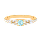 3/4 CT Split Shank Round Sky Blue Topaz Promise Ring with Diamond Sky Blue Topaz - ( AAA ) - Quality - Rosec Jewels