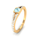 3/4 CT Split Shank Round Sky Blue Topaz Promise Ring with Diamond Sky Blue Topaz - ( AAA ) - Quality - Rosec Jewels