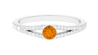 0.50 CT Split Shank Citrine Promise Ring with Diamond Accent Citrine - ( AAA ) - Quality - Rosec Jewels