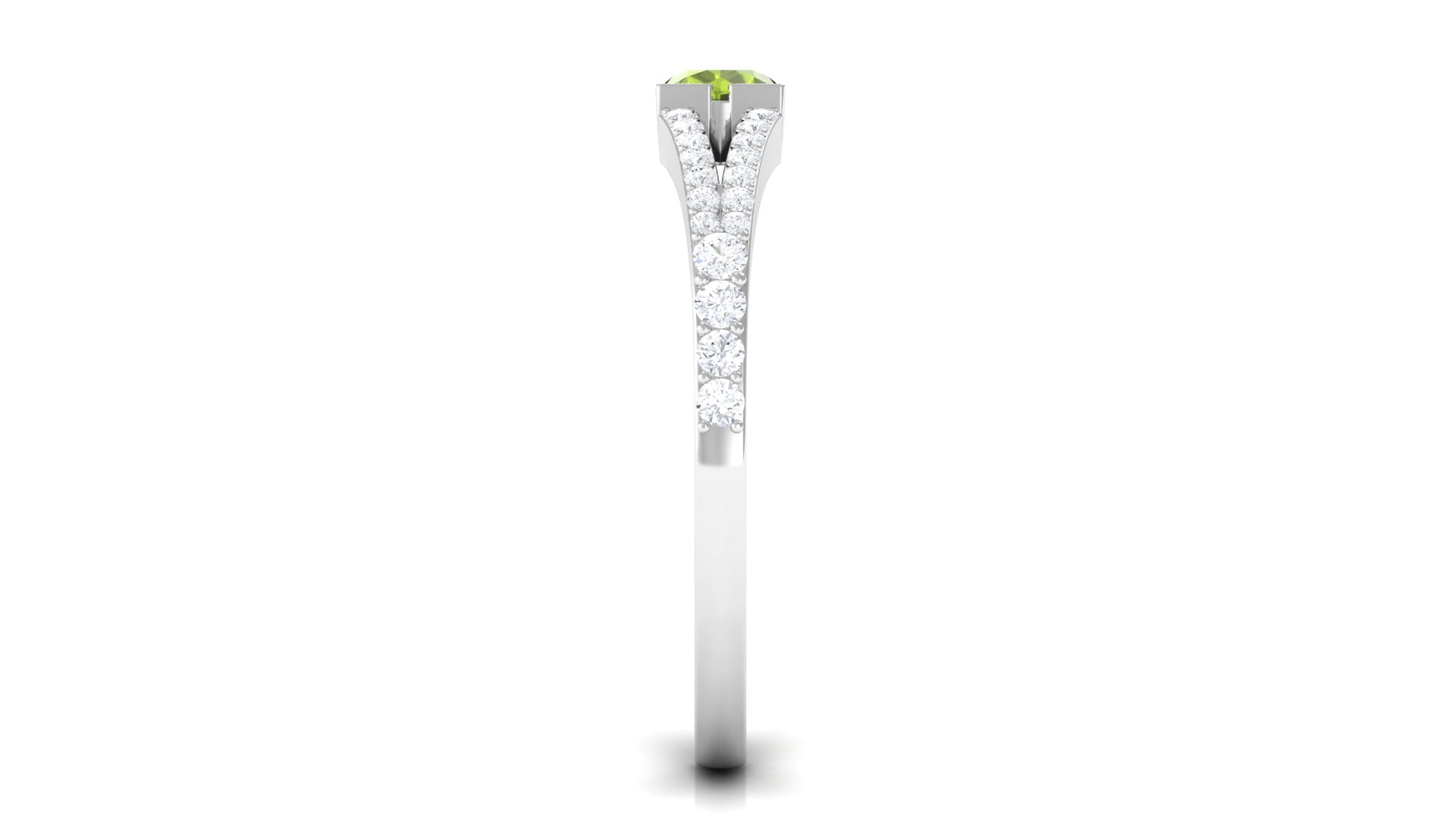 0.50 CT Split Shank Peridot Promise Ring with Diamond Accent Peridot - ( AAA ) - Quality - Rosec Jewels