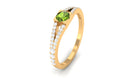 0.50 CT Split Shank Peridot Promise Ring with Diamond Accent Peridot - ( AAA ) - Quality - Rosec Jewels