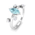 Marquise Cut Solitaire Sky Blue Topaz Ring with Scatter Diamond Sky Blue Topaz - ( AAA ) - Quality - Rosec Jewels