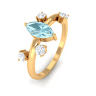 Marquise Cut Solitaire Sky Blue Topaz Ring with Scatter Diamond Sky Blue Topaz - ( AAA ) - Quality - Rosec Jewels