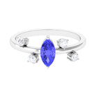 1 CT Marquise Tanzanite Minimal Solitaire Ring with Scatter Diamond Tanzanite - ( AAA ) - Quality - Rosec Jewels