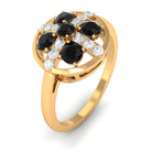 Genuine Black and White Diamond Contemporary Ring Black Diamond - ( AAA ) - Quality - Rosec Jewels