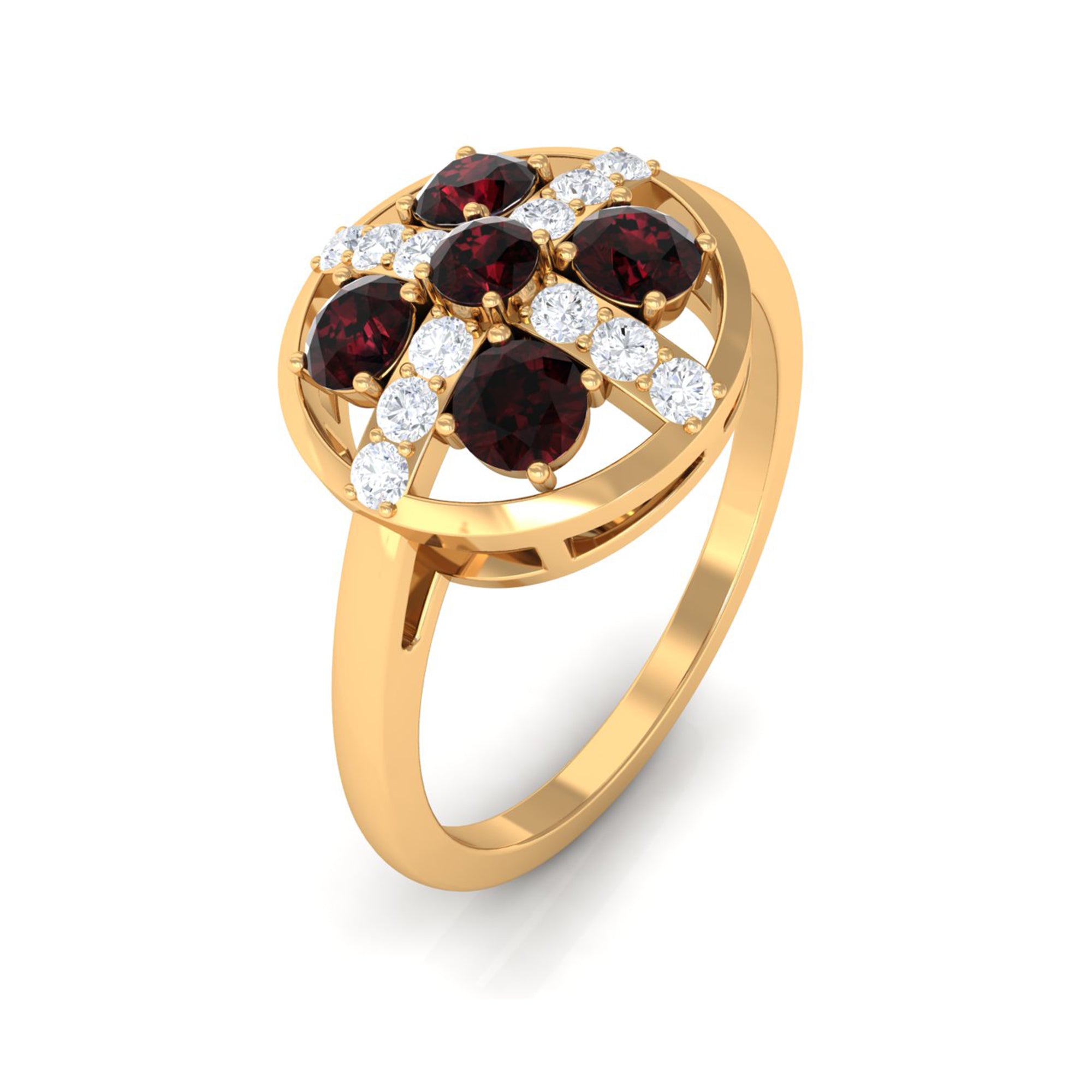 1 Carat Contemporary Garnet and Diamond Promise Ring Garnet - ( AAA ) - Quality - Rosec Jewels