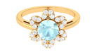 Sky Blue Topaz Flower Ring with Diamond Halo Sky Blue Topaz - ( AAA ) - Quality - Rosec Jewels