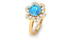 2.25 CT Swiss Blue Topaz Floral Ring with Diamond Halo Swiss Blue Topaz - ( AAA ) - Quality - Rosec Jewels