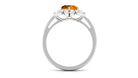 Round Shape Citrine Flower Ring with Diamond Halo Citrine - ( AAA ) - Quality - Rosec Jewels