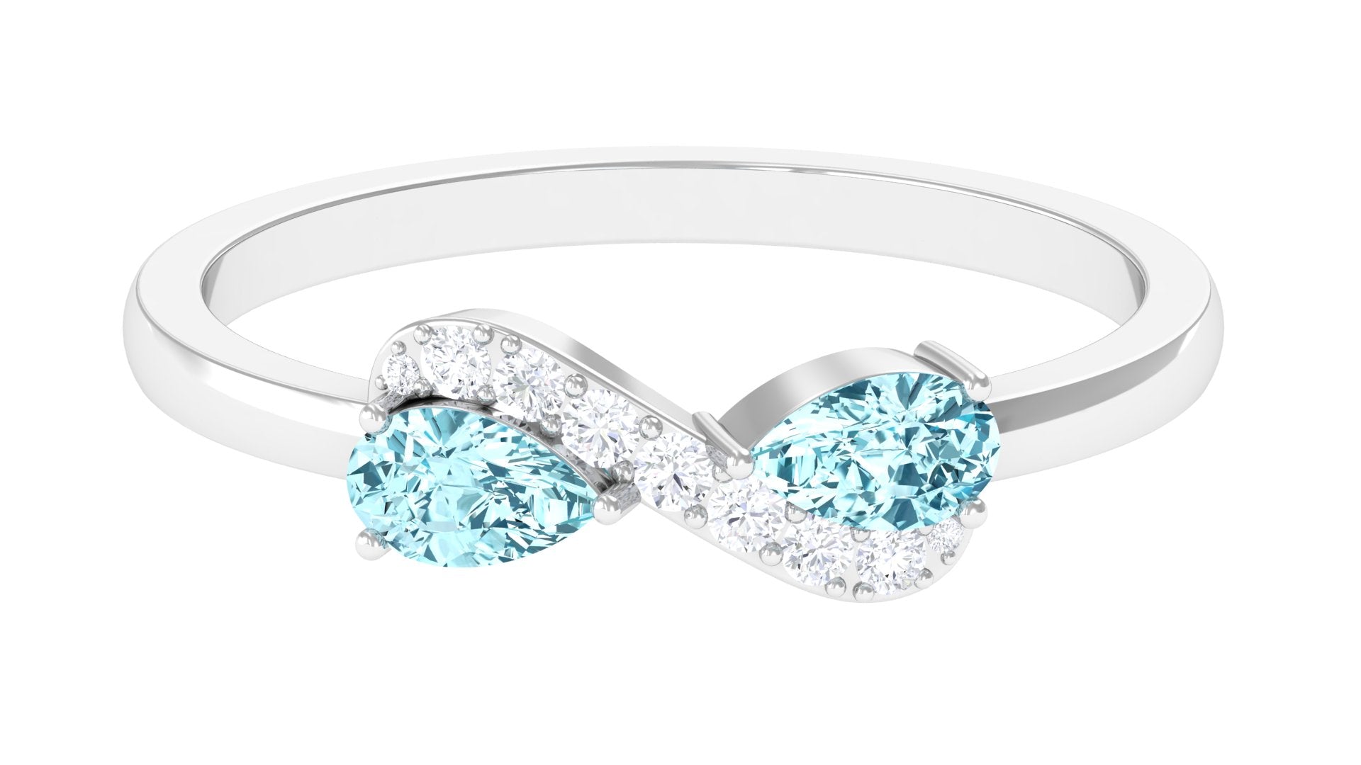 1/2 CT Pear Aquamarine Infinity Promise Ring with Diamond Aquamarine - ( AAA ) - Quality - Rosec Jewels