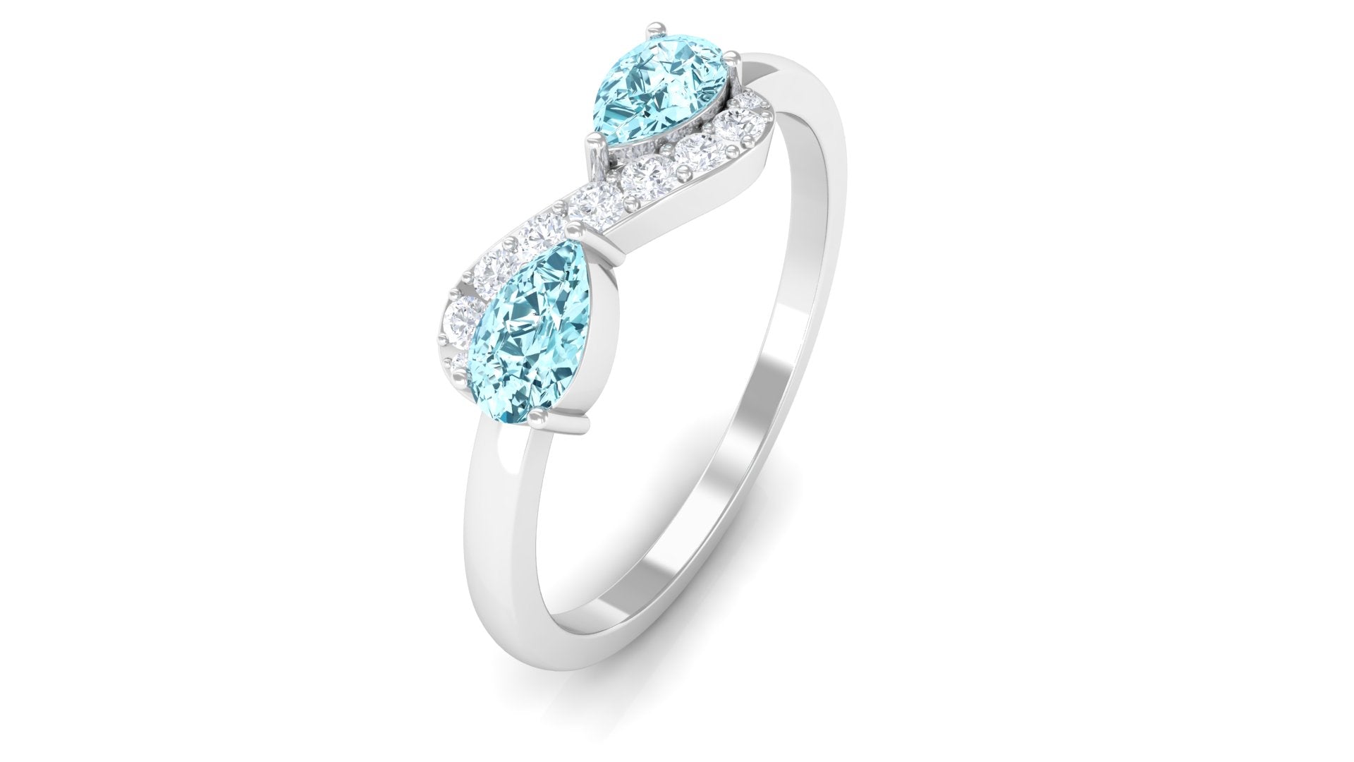 1/2 CT Pear Aquamarine Infinity Promise Ring with Diamond Aquamarine - ( AAA ) - Quality - Rosec Jewels