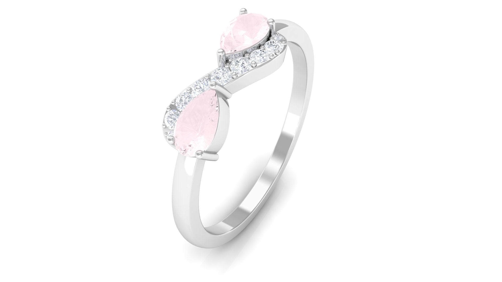 0.50 CT Rose Quartz Infinity Promise Ring with Diamond Stones Rose Quartz - ( AAA ) - Quality - Rosec Jewels