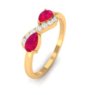 Pear Ruby Infinity Promise Ring with Diamond Ruby - ( AAA ) - Quality - Rosec Jewels