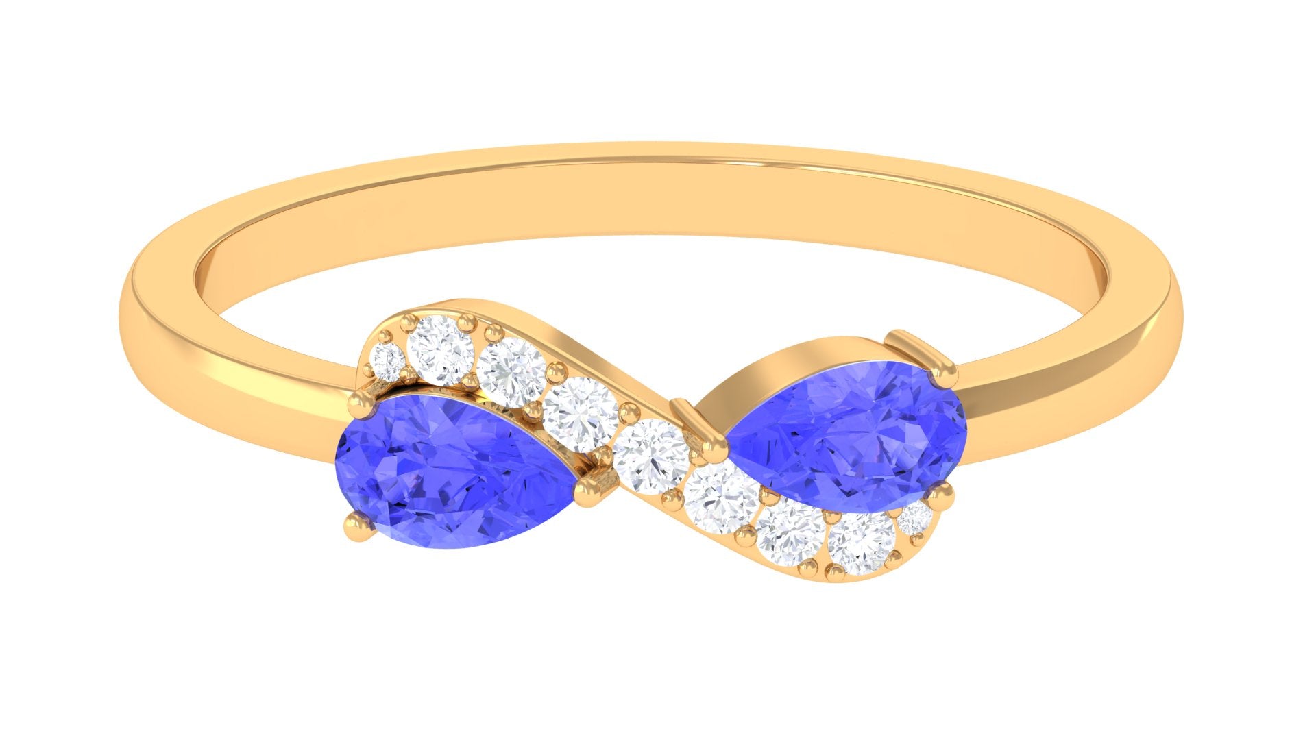 Pear Cut Tanzanite and Diamond Infinity Promise Ring Tanzanite - ( AAA ) - Quality - Rosec Jewels