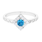 0.50 CT Swiss Blue Topaz Minimal Textured Ring with Diamond Swiss Blue Topaz - ( AAA ) - Quality - Rosec Jewels