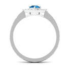 0.50 CT Swiss Blue Topaz Minimal Textured Ring with Diamond Swiss Blue Topaz - ( AAA ) - Quality - Rosec Jewels